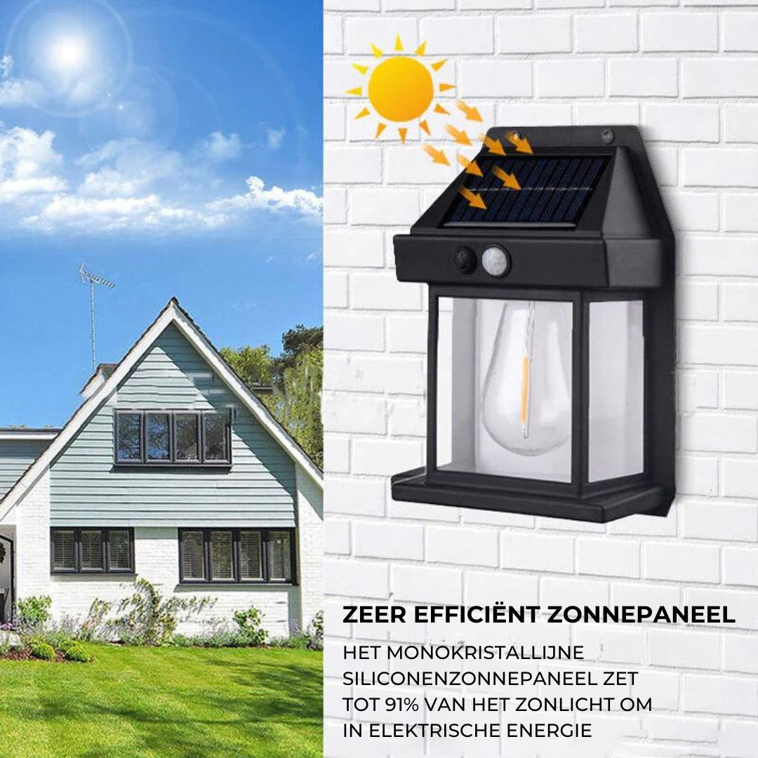 SunLux™ - Wolfraam wandlamp op zonne-energie voor buiten