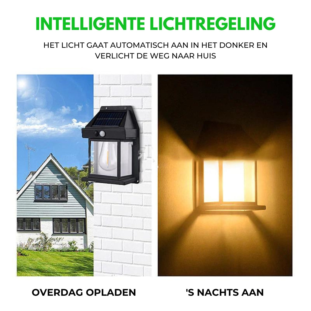 SunLux™ - Wolfraam wandlamp op zonne-energie voor buiten