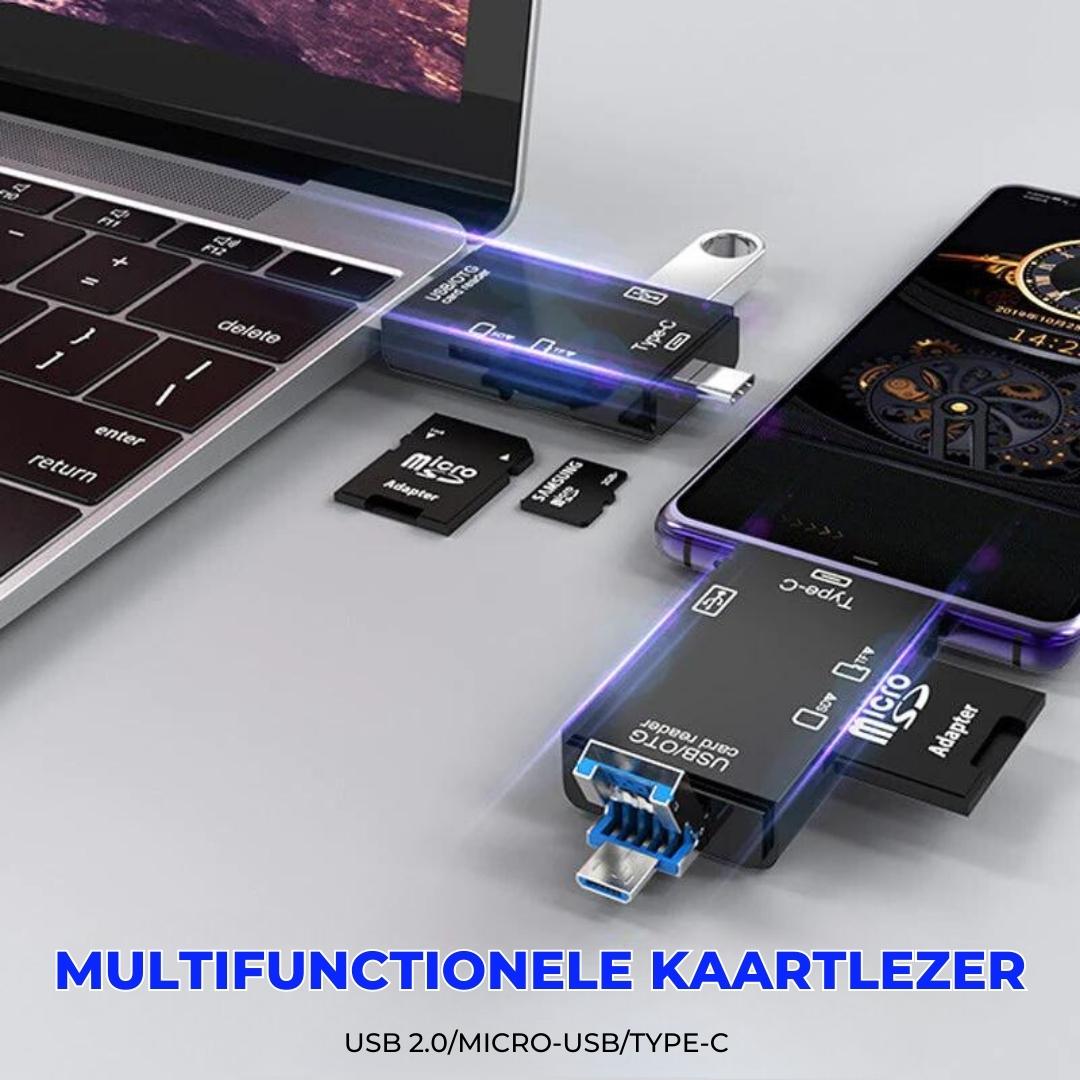 MultiCard™ - 6-in-1 kaartlezer met USB en USB-C aansluitingen