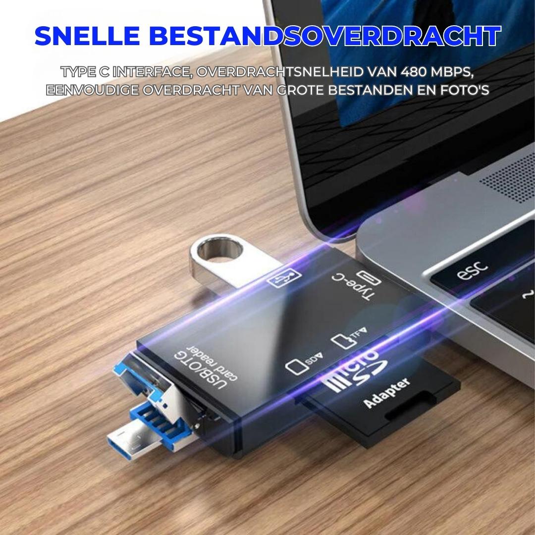 MultiCard™ - 6-in-1 kaartlezer met USB en USB-C aansluitingen