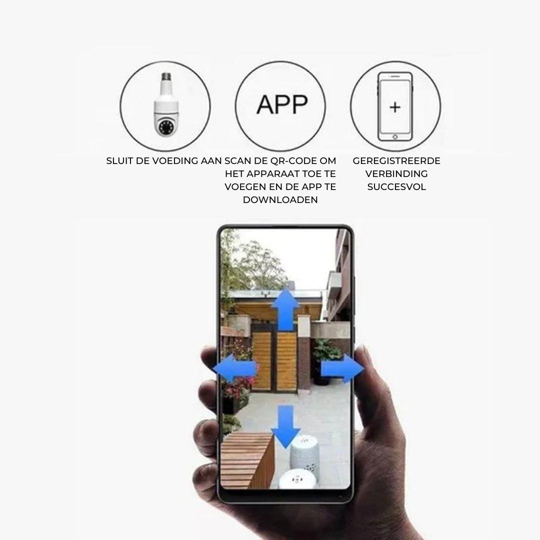 BrightEye™ - Draadloze WiFi beveiligingscamera met lampaansluiting