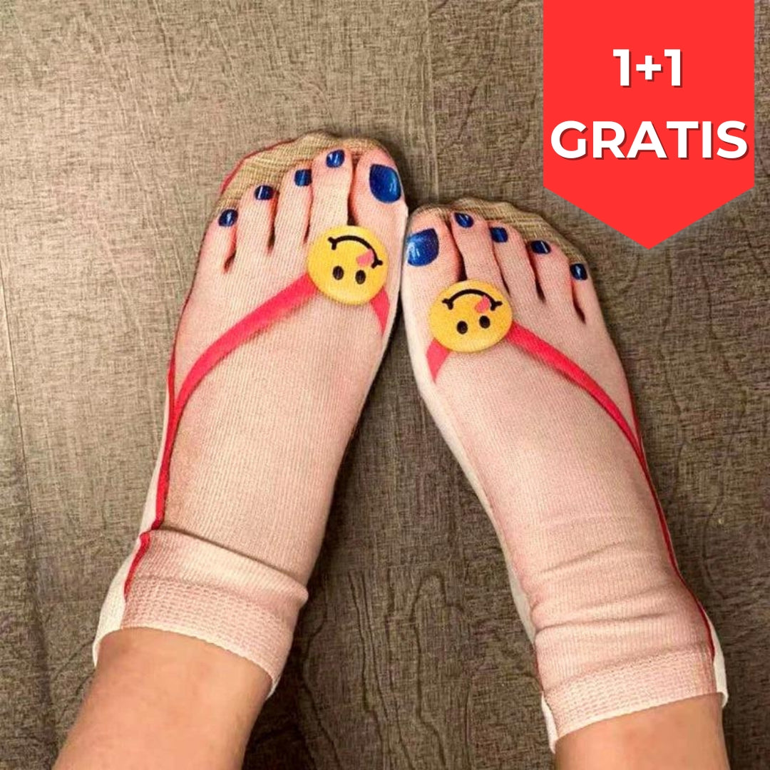 FlipSocks™ - Sokken met teenslipper print