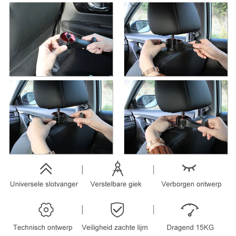 CarHook™ - Kledinghaak en telefoonhouder voor autohoofdsteun