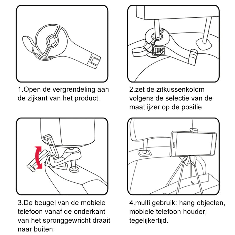 CarHook™ - Kledinghaak en telefoonhouder voor autohoofdsteun