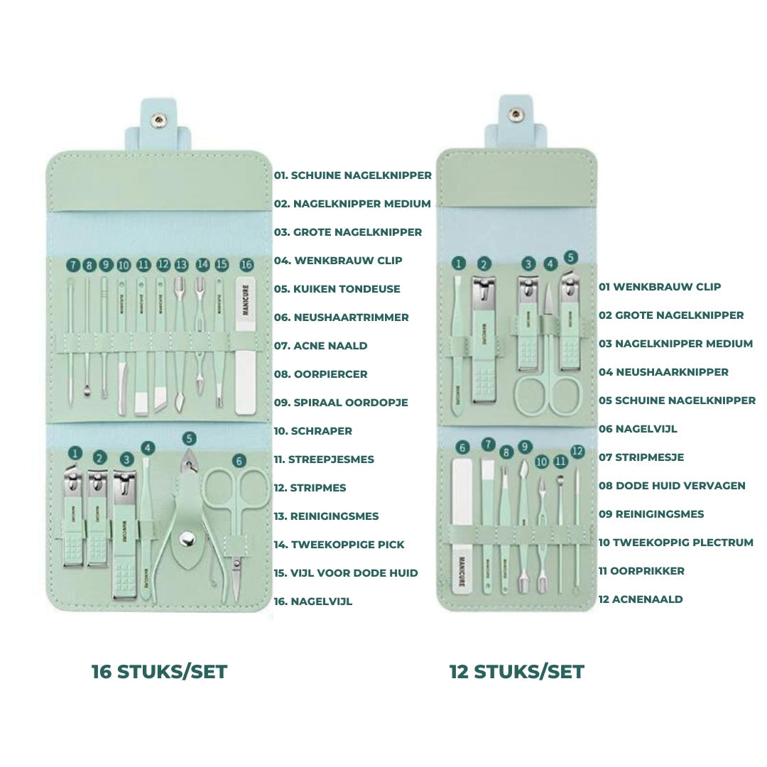 TrimMate™ - Draagbare nagelknippersset (12 &amp; 16 stuks)