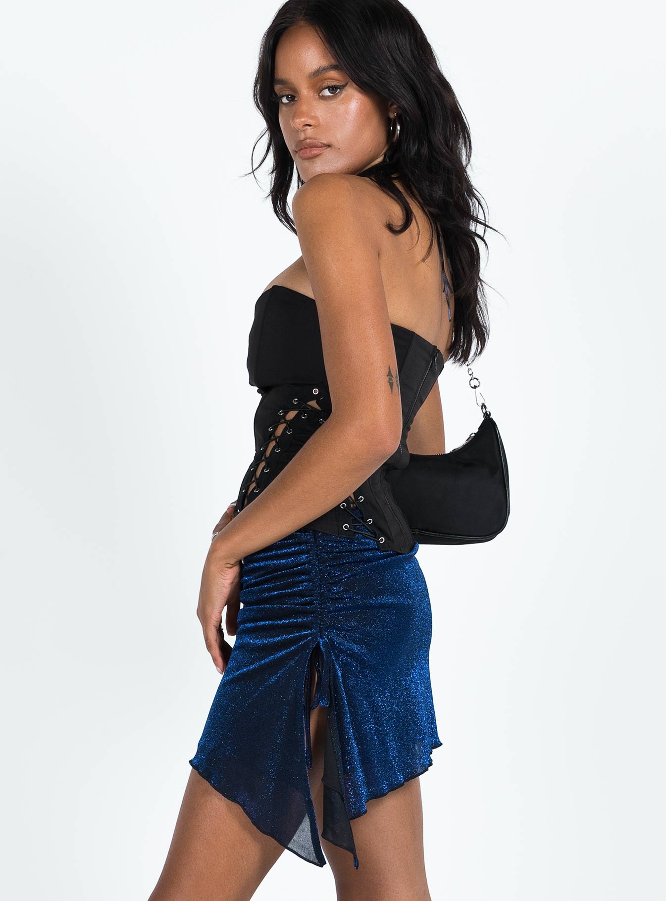 Elinor Asymmetric Mini Skirt Navy