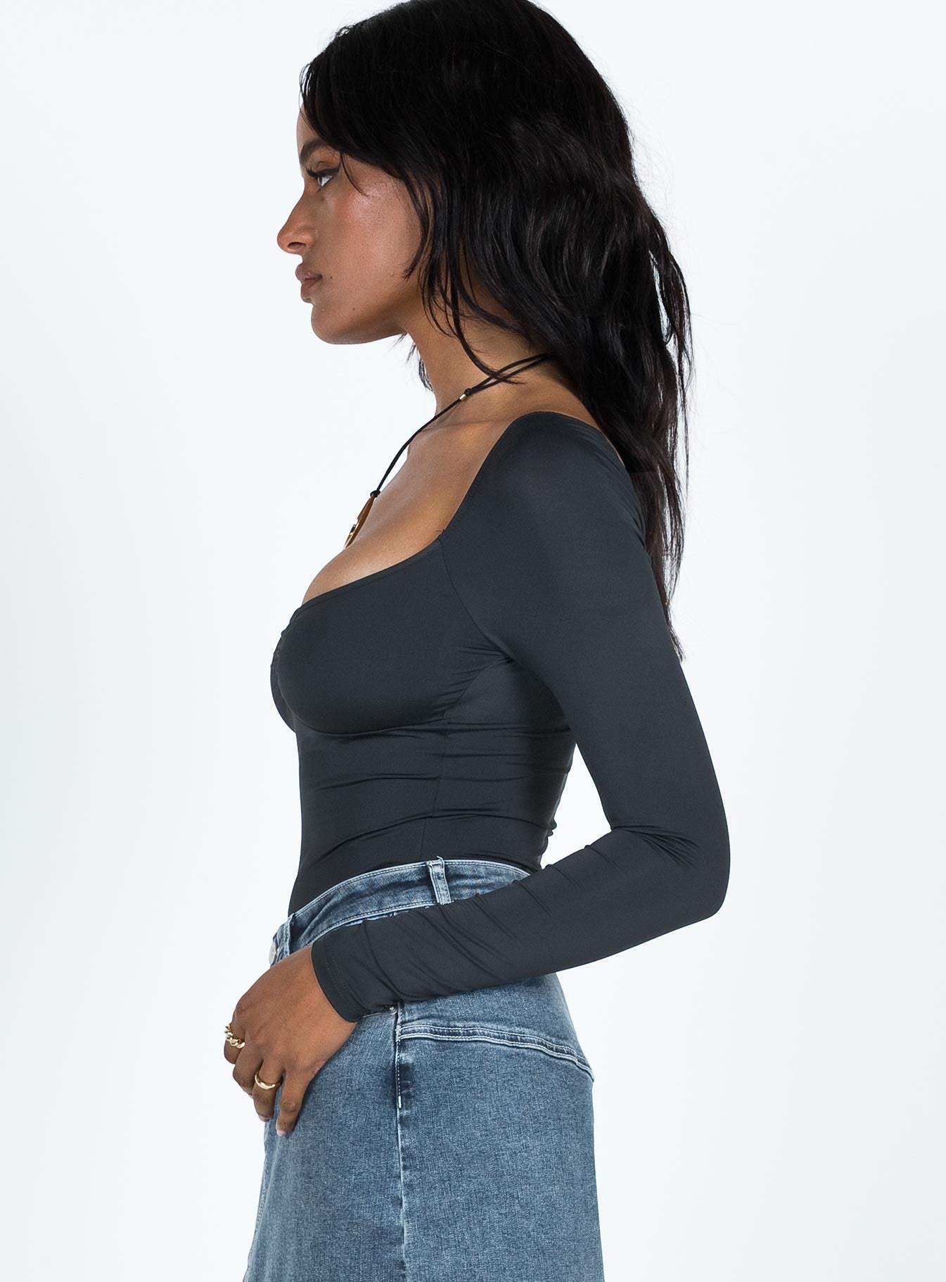 Calissa bodysuit met lange mouwen zwart