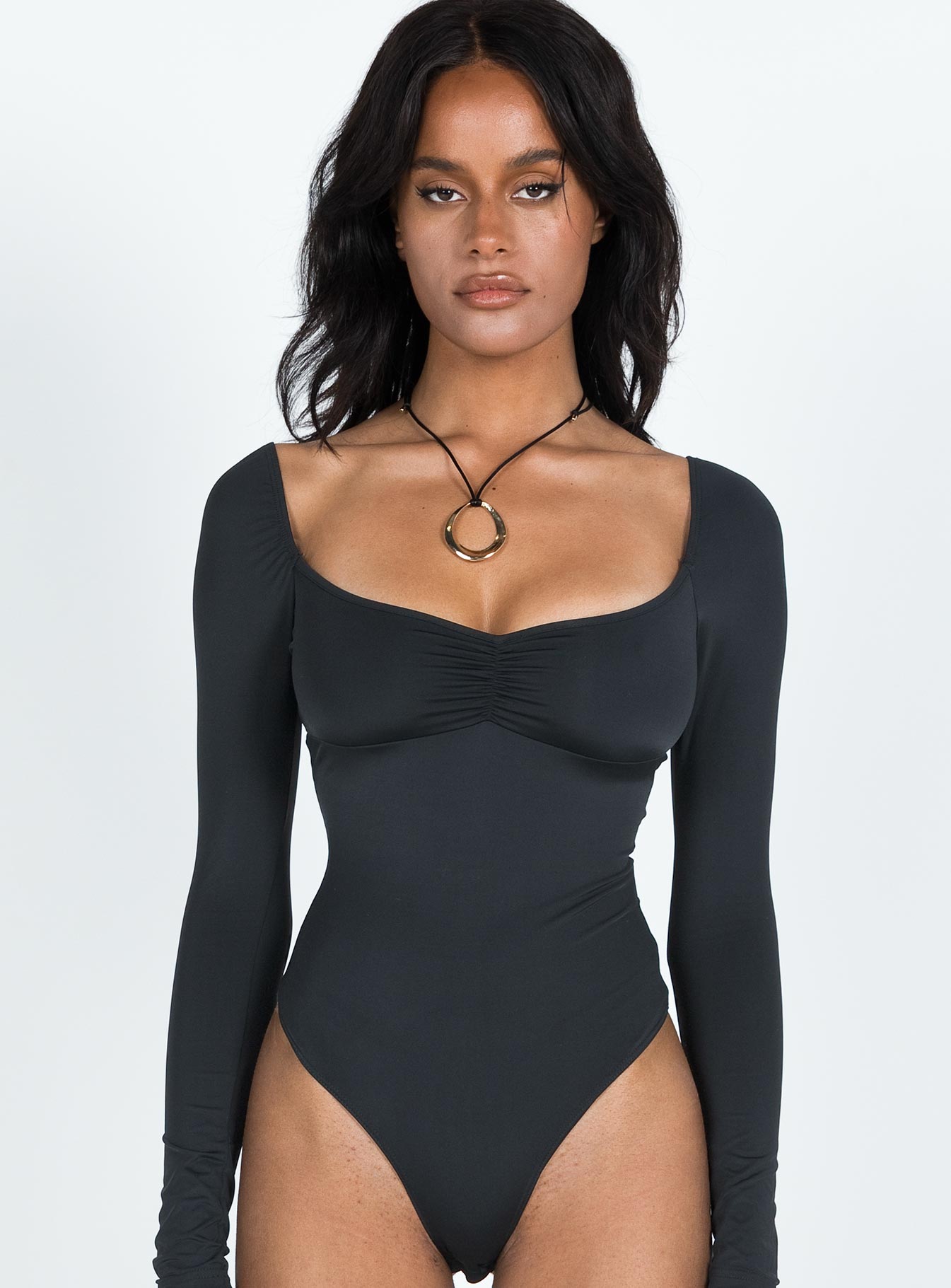 Calissa bodysuit met lange mouwen zwart