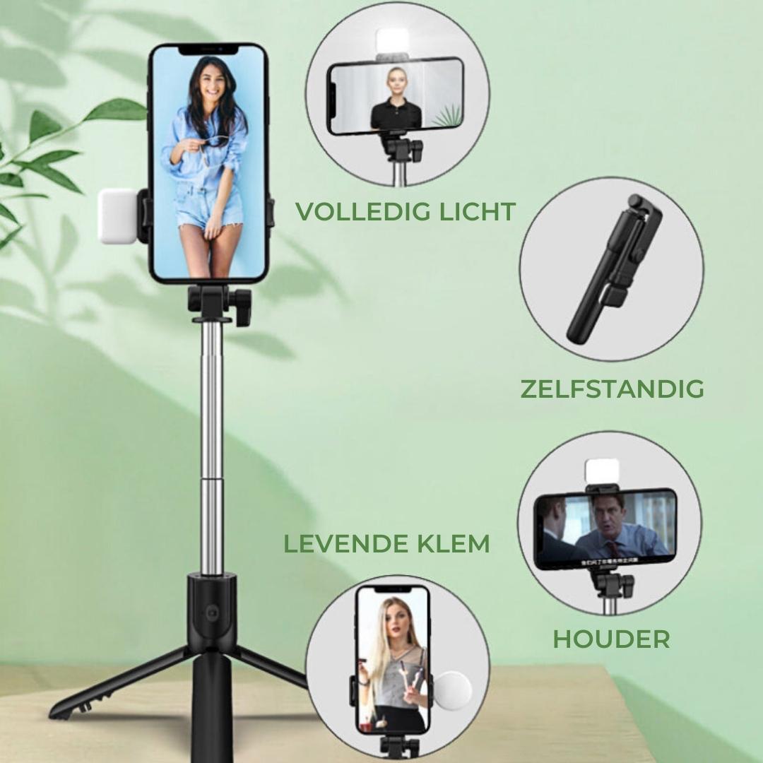 SelfieShot™ - Draadloze bluetooth selfiestick met verlichting