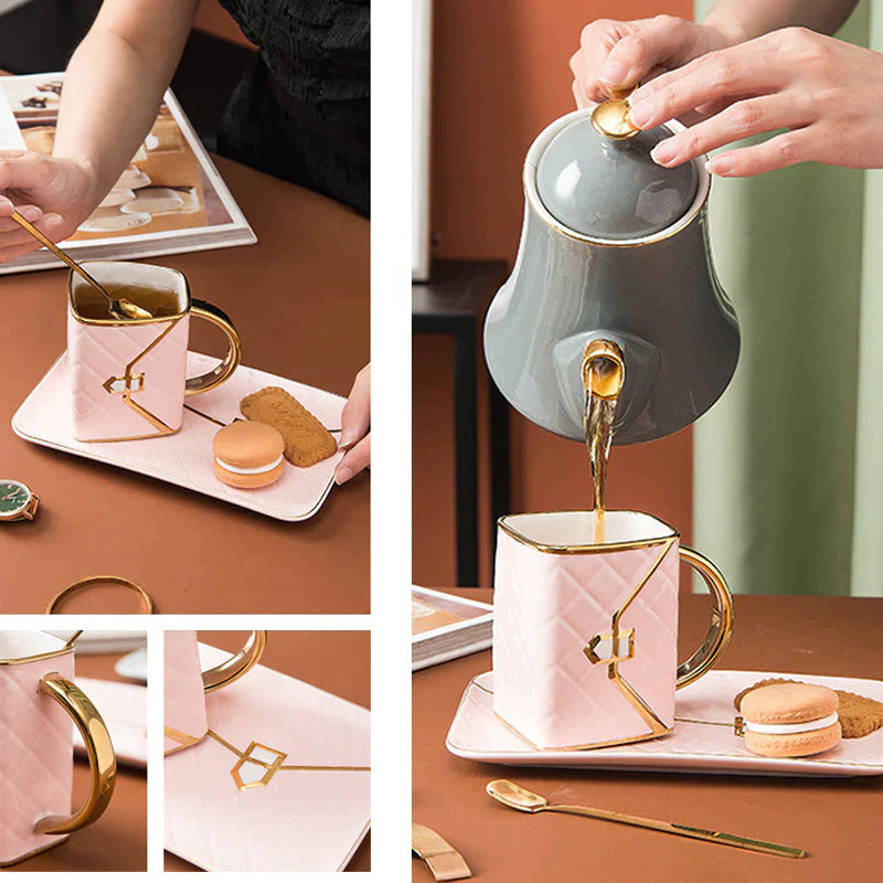 ChicMug™ - Classy handtasvormige mok met schotel en lepel