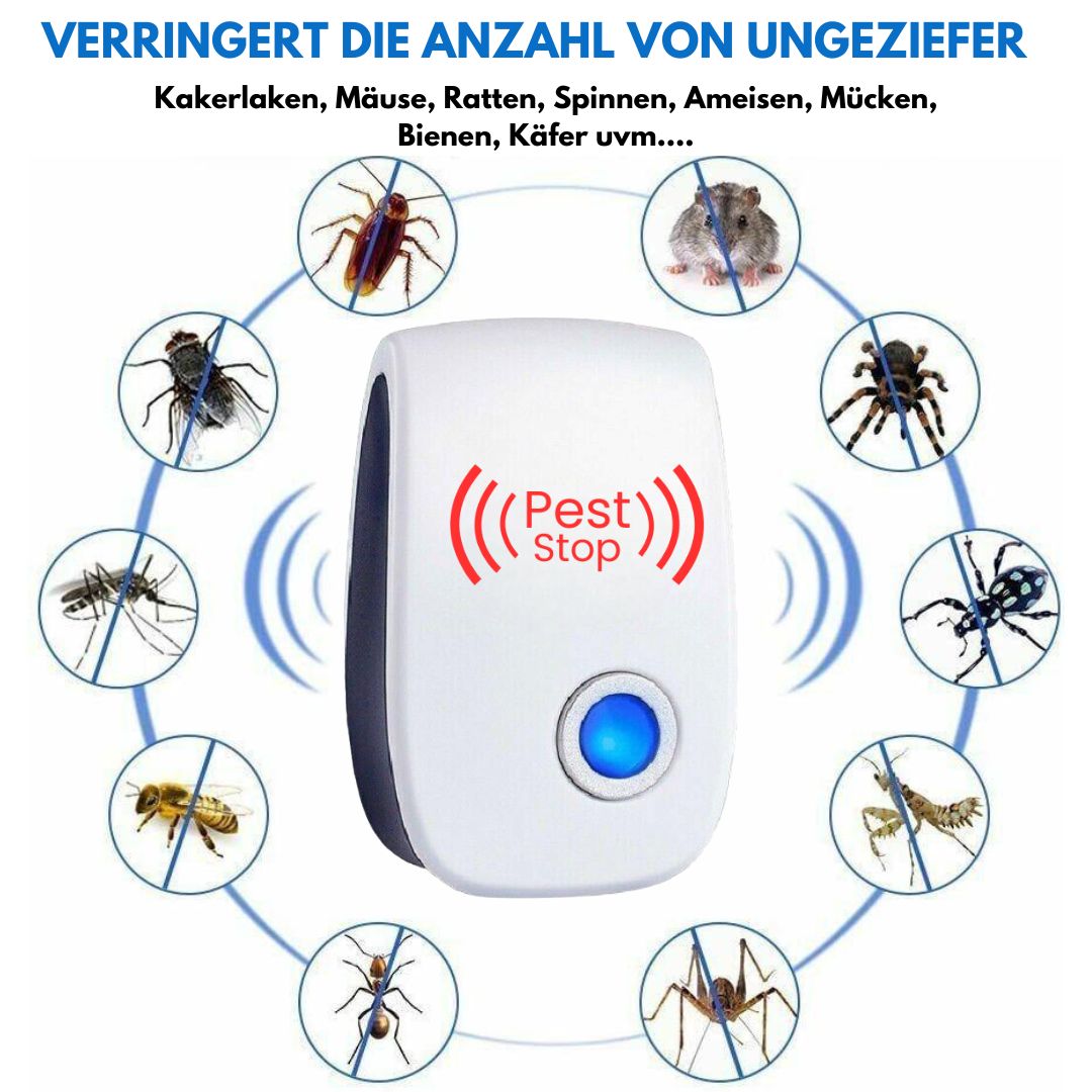 PestStop - Ultraschall-Abwehr gegen Mücken, Mäuse, Kakerlaken, Insekten, Ratten, Nagetiere, Fliegen, Ameisen