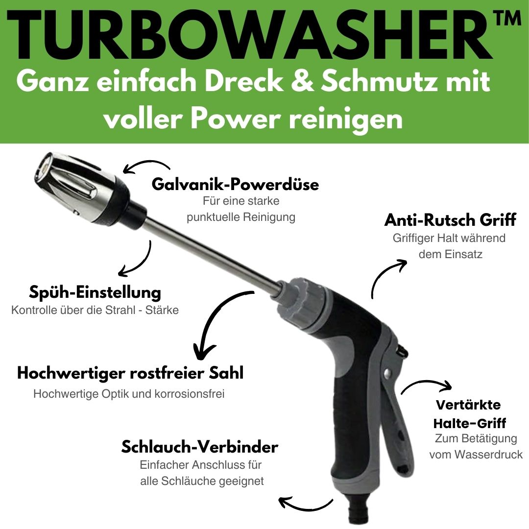 Turbowasher - Power-Hochdruckreiniger für jeden Gartenschlauch