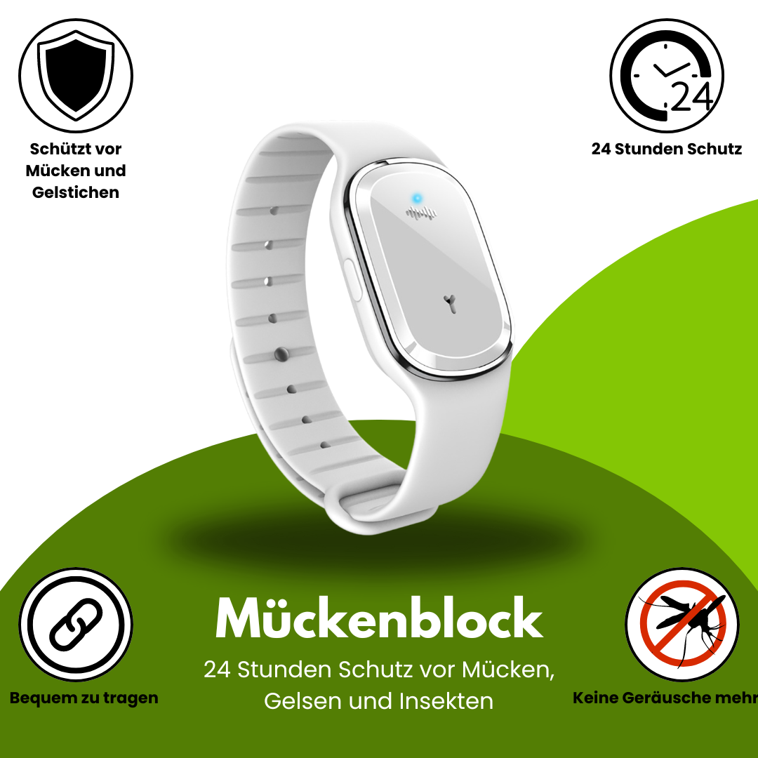 Mückenblock Armband - 24 Stunden Schutz vor Mücken u.- Gelsenstichen